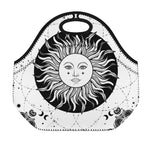 Black And White Celestial Sun Print Neoprene Lunch Bag