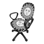 Black And White Celestial Sun Print Office Chair Cover