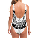 Black And White Celestial Sun Print One Piece Swimsuit