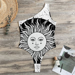 Black And White Celestial Sun Print One Shoulder Bodysuit