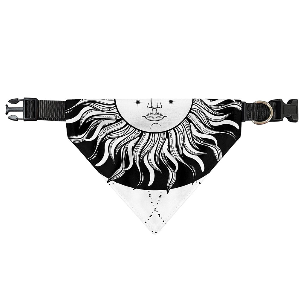 Black And White Celestial Sun Print Over The Collar Dog Bandana