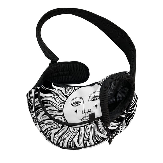 Black And White Celestial Sun Print Pet Sling Carrier