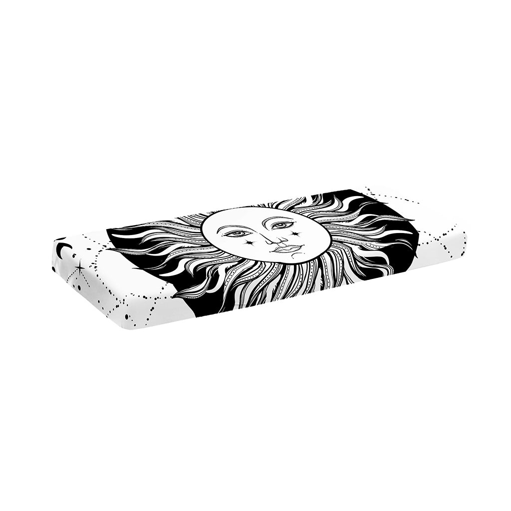 Black And White Celestial Sun Print Piano Keyboard Cover