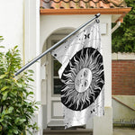 Black And White Celestial Sun Print Polyester Flag