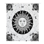 Black And White Celestial Sun Print Polyester Shower Curtain
