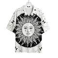 Black And White Celestial Sun Print Rayon Hawaiian Shirt
