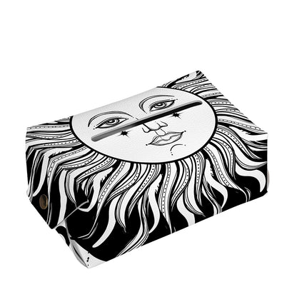 Black And White Celestial Sun Print Rectangle Tissue Box Cover