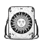 Black And White Celestial Sun Print Rectangular Crossbody Bag
