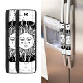 Black And White Celestial Sun Print Refrigerator Handle Covers