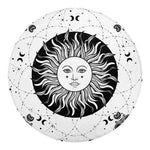 Black And White Celestial Sun Print Round Blanket