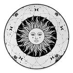 Black And White Celestial Sun Print Round Floor Mat