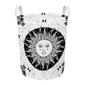Black And White Celestial Sun Print Round Laundry Basket