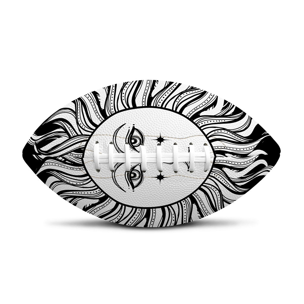 Black And White Celestial Sun Print Rugby Ball
