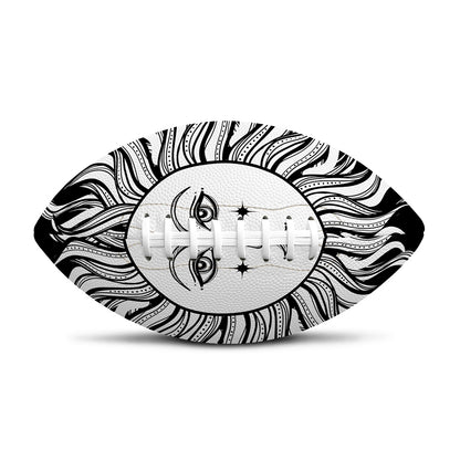 Black And White Celestial Sun Print Rugby Ball