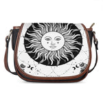 Black And White Celestial Sun Print Saddle Bag