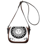 Black And White Celestial Sun Print Saddle Bag