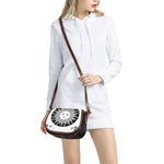 Black And White Celestial Sun Print Saddle Bag