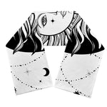 Black And White Celestial Sun Print Scarf