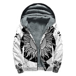 Black And White Celestial Sun Print Sherpa Lined Zip Up Hoodie