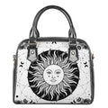 Black And White Celestial Sun Print Shoulder Handbag