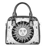 Black And White Celestial Sun Print Shoulder Handbag