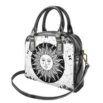Black And White Celestial Sun Print Shoulder Handbag