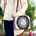 Black And White Celestial Sun Print Shoulder Strap Bible Bag