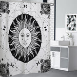 Black And White Celestial Sun Print Shower Curtain