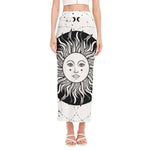 Black And White Celestial Sun Print Side Slit Maxi Skirt