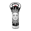Black And White Celestial Sun Print Single Neoprene Wine Tote