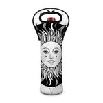 Black And White Celestial Sun Print Single Neoprene Wine Tote