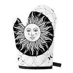 Black And White Celestial Sun Print Single Oven Mitt