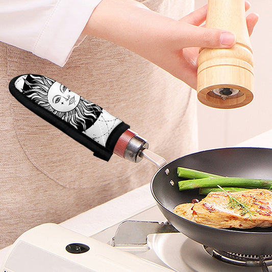 Black And White Celestial Sun Print Skillet Handle Cover