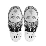 Black And White Celestial Sun Print Slippers