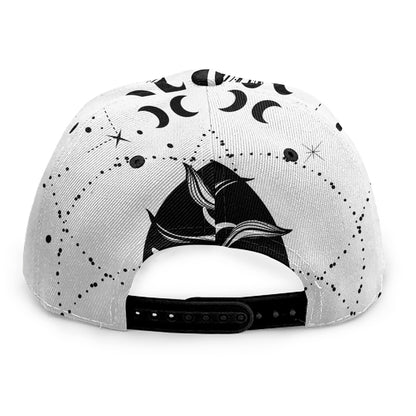 Black And White Celestial Sun Print Snapback Cap