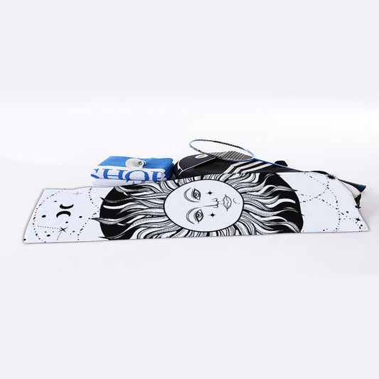 Black And White Celestial Sun Print Sports Towel