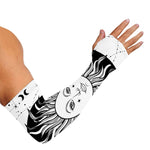 Black And White Celestial Sun Print Sun Protection Arm Sleeves