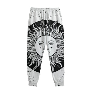 Black And White Celestial Sun Print Sweatpants