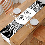 Black And White Celestial Sun Print Table Runner