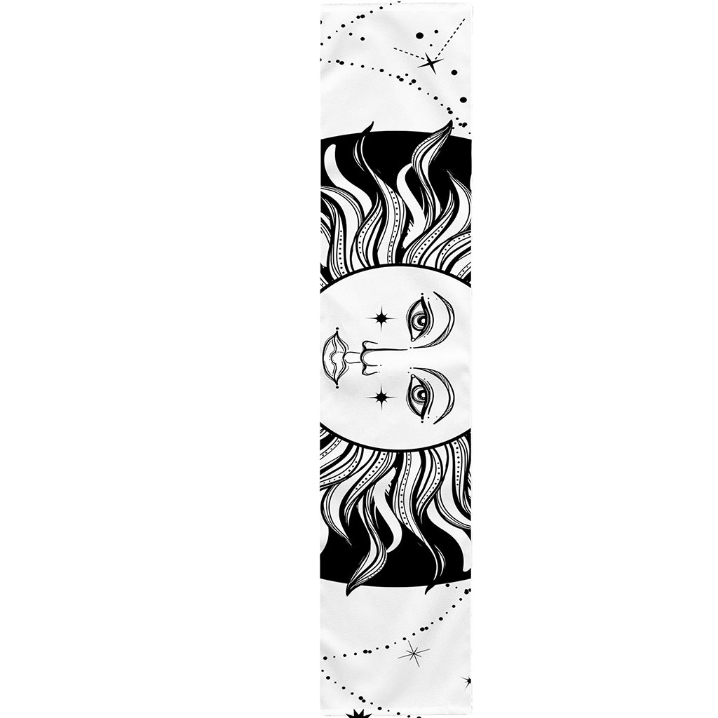 Black And White Celestial Sun Print Table Runner