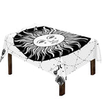 Black And White Celestial Sun Print Tablecloth