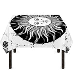 Black And White Celestial Sun Print Tablecloth