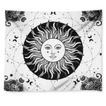 Black And White Celestial Sun Print Tapestry