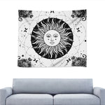 Black And White Celestial Sun Print Tapestry