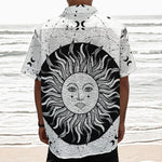 Black And White Celestial Sun Print Textured Short Sleeve Shirt