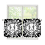 Black And White Celestial Sun Print Tier Curtains