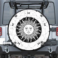 Black And White Celestial Sun Print Tire Cover