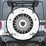 Black And White Celestial Sun Print Tire Cover With Camera Hole