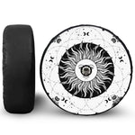 Black And White Celestial Sun Print Tire Cover With Camera Hole