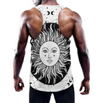 Black And White Celestial Sun Print Training Tank Top